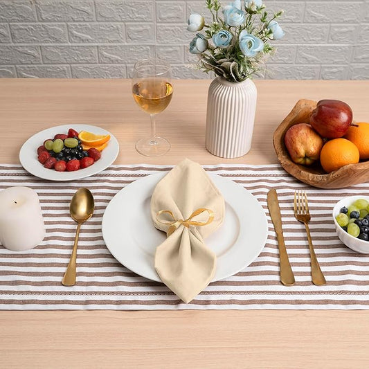 Blue Needles Solid Cloth Napkins Set of 12 Champagne 100% Cotton Dinner Napkins 18x18 inches - Soft, Reusable, Absorbent & Washable Linen, Ideal for Wedding Events, Parties & Everyday Use