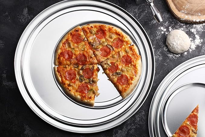 New Star Foodservice 50776 Pizza Pan/Tray, Wide Rim, Aluminum, 18 Inch