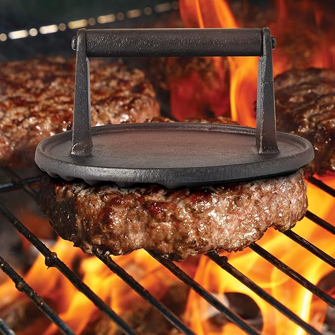 Farberware Barbecue Cast Iron Grill Press, 7-Inch, Black