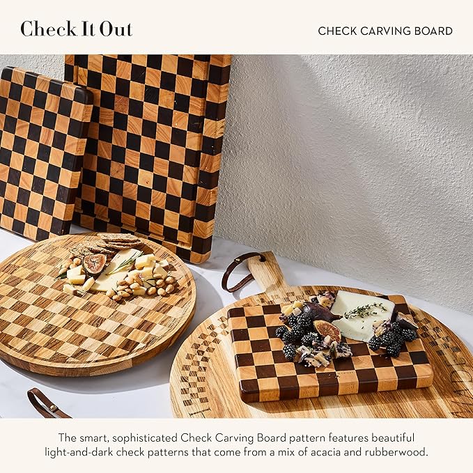MACKENZIE-CHILDS Check Carving Board, Decorative Wooden Cutting Board, 13 Inches x 17 Inches
