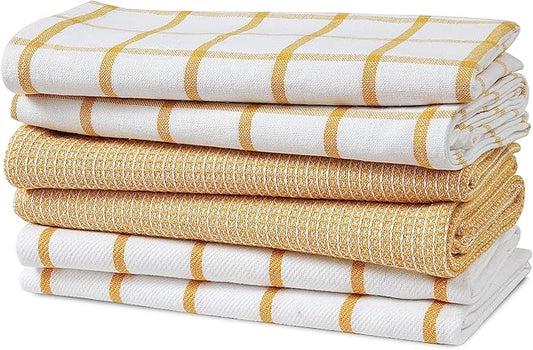 LANE LINEN Kitchen Towels Set of 6-100% Cotton, Quick-Drying 18” x 28” Dish & Tea Towels, Premium Hand Towels for Drying Dishes - Yellow