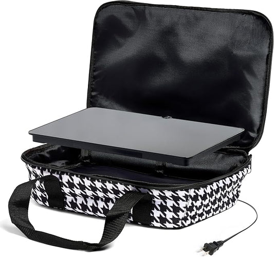 HOTLOGIC Max Large Portable Electric Food Heater - Innovative Food Warmer and Heated Lunch Box for Adults Car/Home - Easily Cook, Reheat, and Keep Your Food Warm - HOUNDSTOOTH - 120V