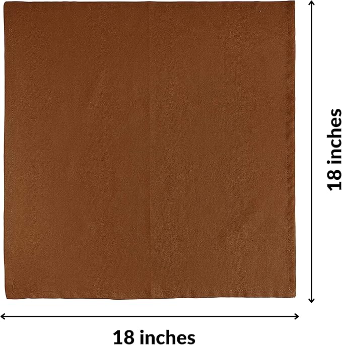 Fingercraft Cloth Napkins Set of 12, Cotton Linen Blend Napkins Cloth Washable Premium Quality Parties, Weddings, Mitered Dinner Napkin for Home Parties Christmas Thanksgiving 18x18 in Brown