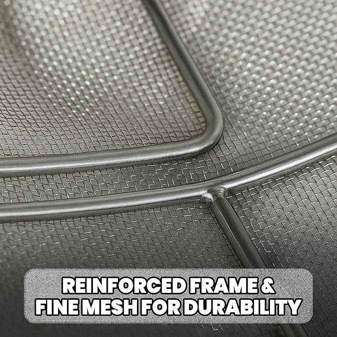 Square Mesh Skimmer | 6.5" Medium 20L | Stainless Steel Spider Cooking Oil Strainer with Long Handle for Kitchen | Deep Nickel Fryer Scoop for Professional Restaurant Use