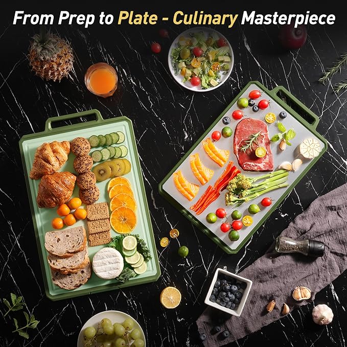 2 Packs Pure Titanium Cutting Boards for Kitchen Chopping Board Butcher Block 2 in 1 Titanium PP Great Grandma Christmas Xmas Birthday Gifts Ideas Grandmother Gigi Granny Nana Glamma