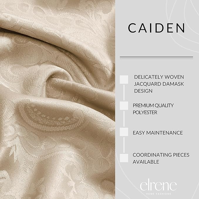 Elrene Home Fashions Caiden Elegance Damask Waterproof, Stain & Wrinkle Resistant Fabric Napkins (Set of 4), 17" x 17", Taupe