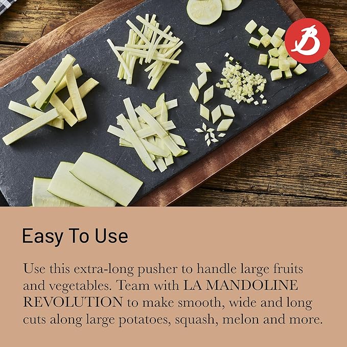 de Buyer REVOLUTION XL Pusher - Ideal for Slicing Long Fruits & Vegetables - Designed for LA MANDOLINE REVOLUTION - Made in France
