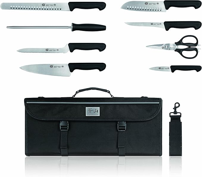Top Cut P2 Series 1020120 Swedish 12C27 Steel 9-Piece Knife Bag Set