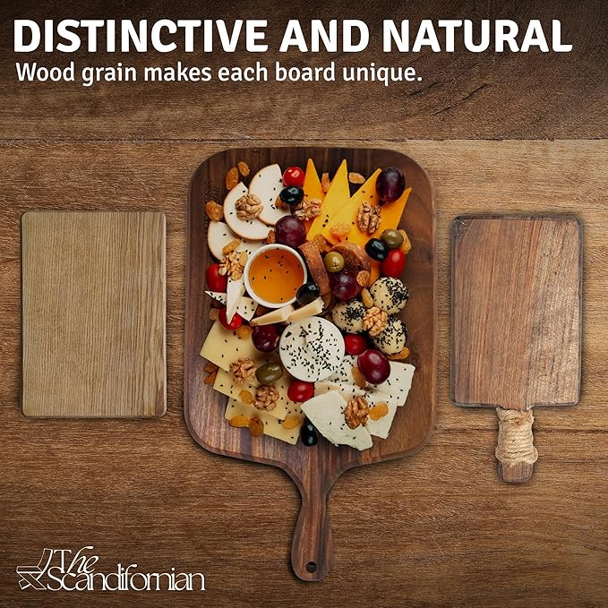 Walnut Wood Cutting Board | Jumbo Extra Large Size 26" x 16", Paddle Shape with Handle | Premium Elegant Handcrafted Walnut Cutting Board | Perfect for Entertaining