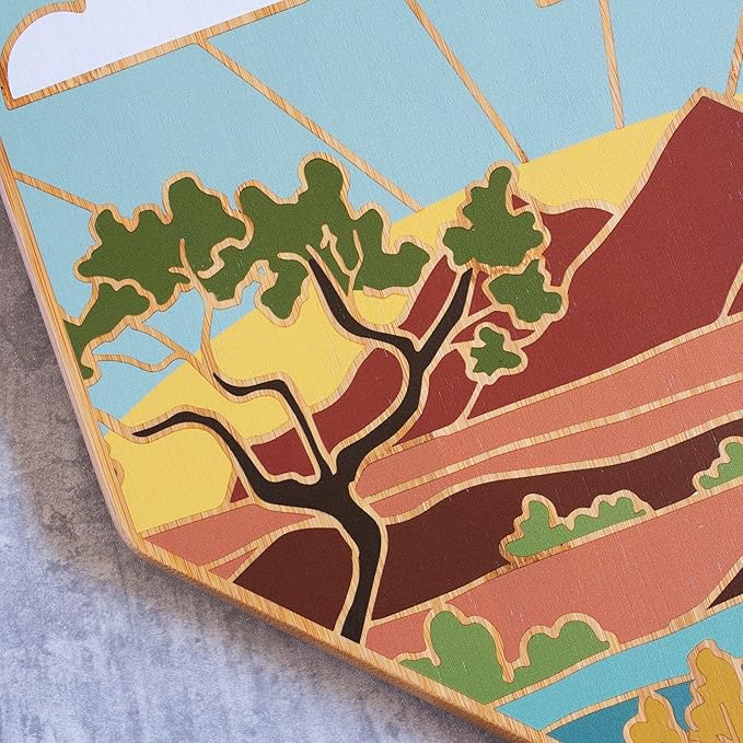 Totally Bamboo Nevada State Shaped Cutting Board and Charcuterie Serving Platter with Artwork by Summer Stokes, Includes Hang Tie for Wall Display Varies