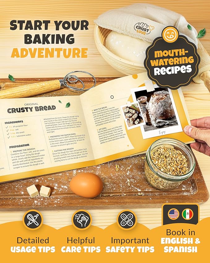 CRUSTLOVE Dutch Oven Bread Baking - 5QT Enamel Bread-Oven - incl Sourdough Bread-Baking Suppliers like Dough Whisk Scoring Lame etc Bread-Dome Cast Iron Bread-Pan with Lid for Sour dough, Bread-makingBottle Green Dome