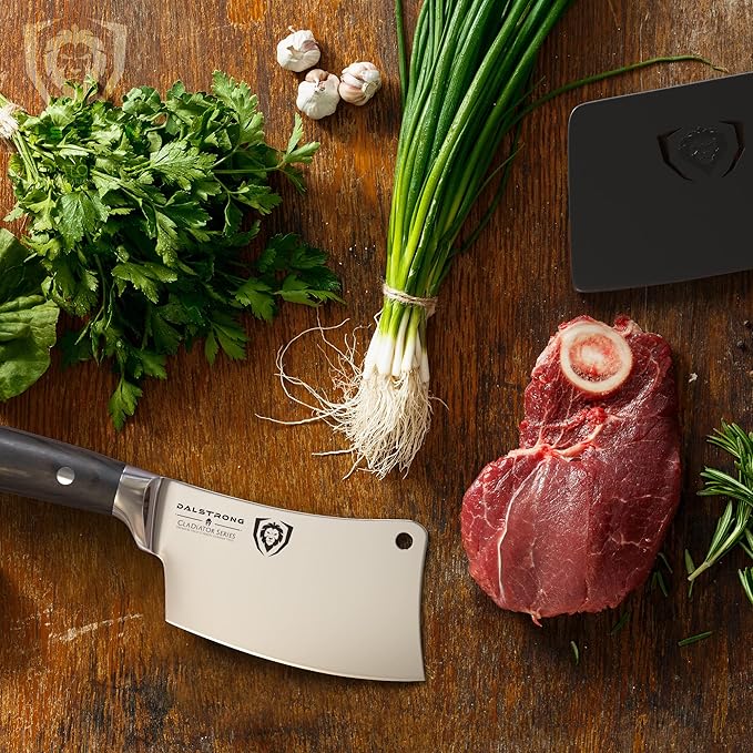 Dalstrong Meat Cleaver Knife -4.5"- Gladiator Series Elite-Heavy Duty Giftable Kitchen Knife - Black Handle-Razor Sharp Knife-Forged High Carbon German Steel -w/Sheath-NSF Certified