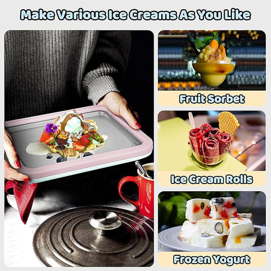 Ice Cream Roll Maker Rolled Ice Cream Machine, Sweet Spot Pan, Instant Cold Plate, Ideal for Making Rolled Ice Cream Soft Serve Slushies Frozen Yogurt Sorbet and Gelato (Light Pink)