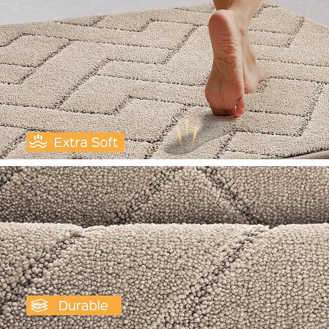 Machine Washable Kitchen Rugs 24" x 36", Non-Slip Kitchen Runner Rugs Mats for Floor, Absorbent Comfort Standing Mats for Kitchen, Sink, Laundry and Hallway, Taupe