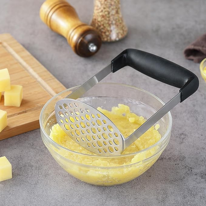 Potato Masher, LCCOWO Stainless Steel Potatoes Masher Kitchen Tool, Mashed Potatos Masher with PP Handle, Great for Potato, Guacamole, Fruits, Avocado, Bean and More, Dishwasher Safe
