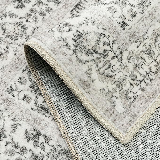 Black Runner Rug 2x6 Hallway Machine Washable Kitchen Vintage Distressed Non Slip Long Carpet Indoor Retro Floral Bedroom Accent Throw Rug for Bathroom Office Laundry Dining Room