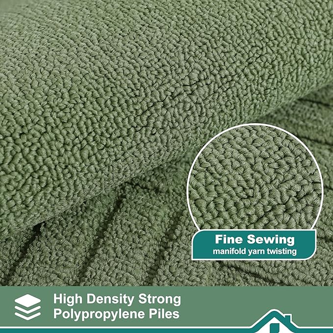 BEQHAUSE-Kitchen-Rugs-Non Slip-Kitchen-Mats-for-Floor Machine Washable Kitchen Rugs Absorbent Kitchen Carpet with TPR Non Skid Backing,Green, 24”x60”