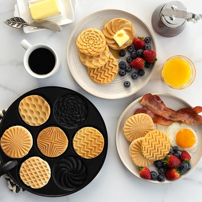 Nordic Ware Nonstick Pancake Pan, Heavy Aluminum, 7 Round Cups, For Gas, Electric, Ceramic Stovetops, Made in USA