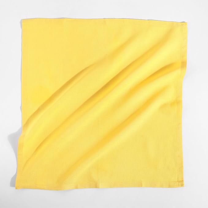 Fingercraft Dinner Cloth Napkins Set of 12 Cotton Linen Blend, Premium Quality, Mitered Corners Every Day Use Wedding Restaurant Christmas Napkins Cloth Good Absorbency 18x18 inch (Yellow)