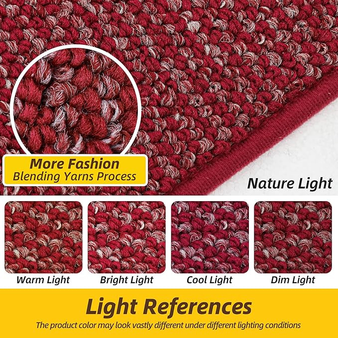 JSEI Kitchen Rugs and Mats, 2PCS Non-Slip Kitchen Mats for Floor, Machine Washable Absorbent and Stain Resistant Kitchen Runner, Carpet Mats with TPR Backing for, 24''x36''+24''x60'', Red