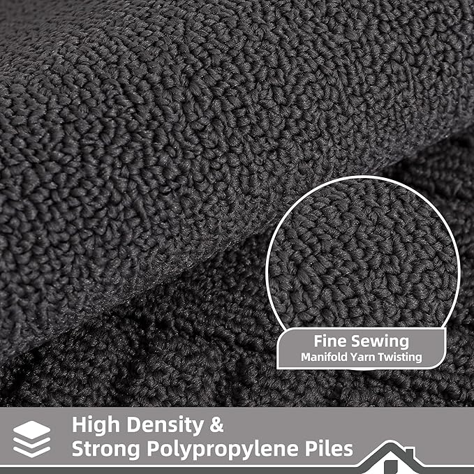 BEQHAUSE-Kitchen-Rugs-and-Mats,2 PCS Non Slip Kitchen Floor Mat,Absorbent Kitchen Rug Sets Machine Washable Kitchen Runner Rug Black Kitchen Mat 24x35inch/24x60inch
