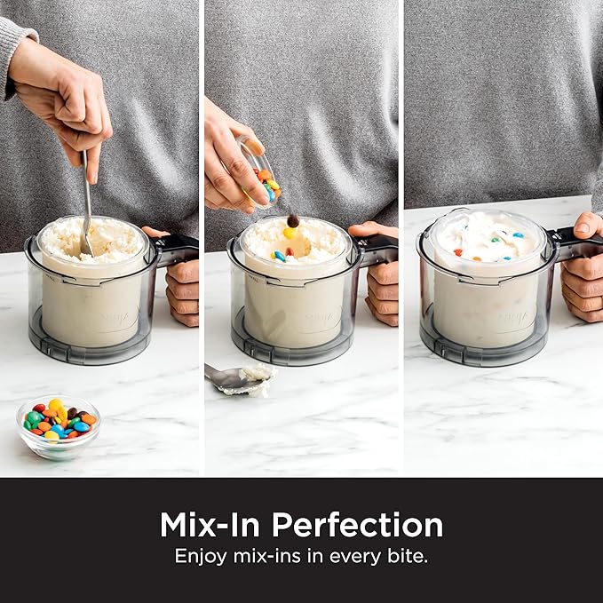 Ninja CREAMi, Ice Cream Maker, Ice Cream, Gelato, Sorbet,Milkshakes, Mix-ins, Smoothie Bowls & More, 7-in-1, Ice Cream Pints, Pint lid, Healthy Ice Cream, Compact, Perfect for Kids, Black, NC299AMZ