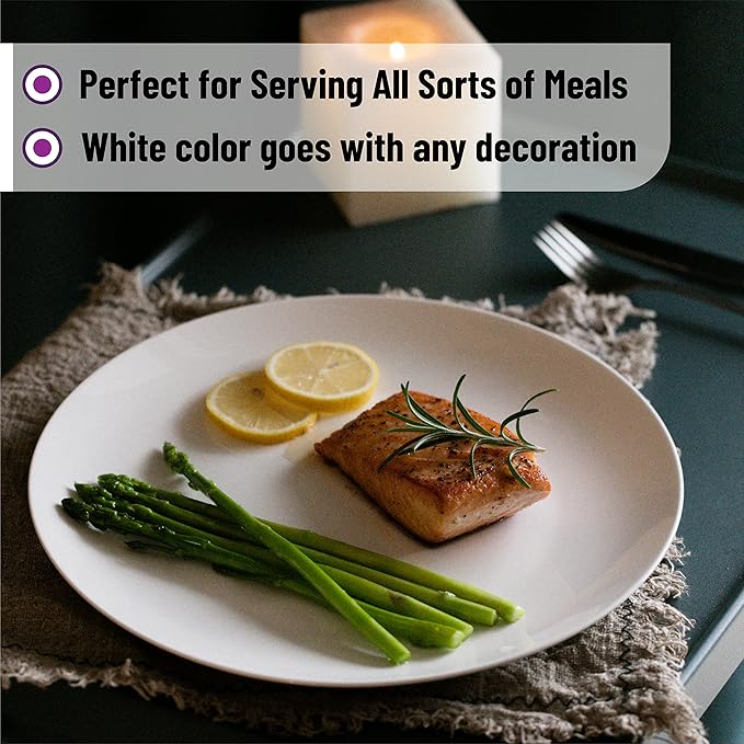BTaT- White Dinner Plates, 10.5 inch, Set of 12, Restaurant Dishes, White Porcelain Dinner Plates