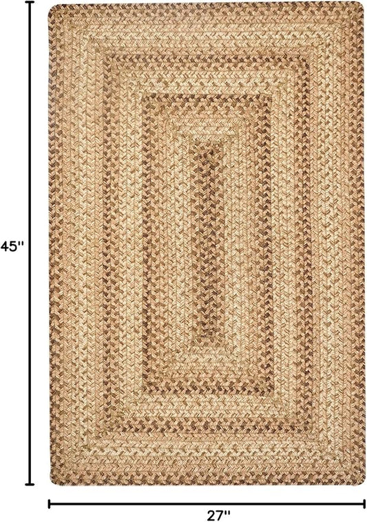 Homespice Cookie Dough Brown Braided Rugs 27x45 - Jute Braided Country Kitchen Rugs for Rustic Decor