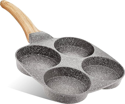 Modern Innovations Dove Gray 4 Cup Nonstick Pan Omelette Mini Pancake Pan for Stove Top Gas and Electric Small Skillet Breakfast Maker