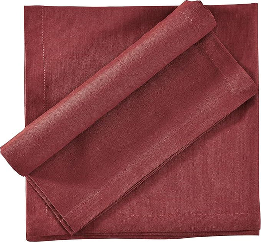 FINGERCRAFT Dinner Cloth Napkins, Cotton Linen Blend Mitered Corner Napkins Cloth 4 Pack Natural Premium Quality for Every Day Use, Parties, Easter, Thanksgiving, Weddings, 18x18 inch Rythmic Red