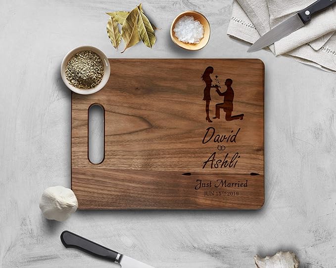 Krezy Case Walnut Wooden Engraved Cutting Board Home décor wedding favors wedding gifts for the couple Grooms and Bride Gift