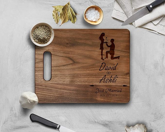Krezy Case Walnut Wooden Engraved Cutting Board Home décor wedding favors wedding gifts for the couple Grooms and Bride Gift