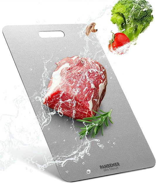 Titanium Cutting Board, 100% Pure Food Grade Titanium Chopping Board, Double-Sided, Non-Toxic, Dishwasher Safe, Easy to Clean for Kitchen – 16 x 12 Inch