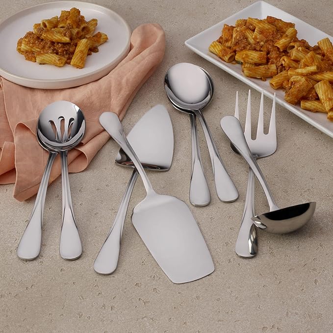 Gourmet Basics by Mikasa 5181046 Kaylee 8-Piece Stainless Steel Serving Set
