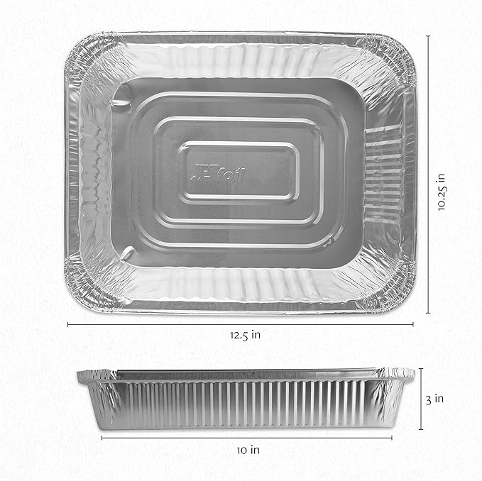 PLASTICPRO Disposable 9 x 13 Aluminum Foil Pans Half Size Deep Steam Table Bakeware - Cookware Perfect for Baking Cakes, Bread, Meatloaf, Lasagna (100)