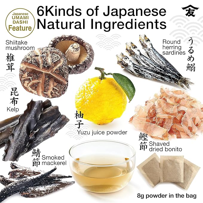 TOMOSAN Yuzu Dashi Packets – Japanese Soup Stock for Miso Soup, Ramen Broth, Udon & Hot Pot – Umami Dashi Packet with Refreshing Yuzu Aroma – Authentic Japanese Soup Base – Made in Japan – 8g × 15 Packs