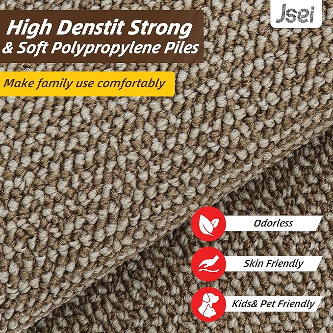 JSEI Kitchen Rugs and Mats, 2PCS Non-Slip Kitchen Mats for Floor, Machine Washable Absorbent and Stain Resistant Kitchen Runner, Carpet Mats with TPR Backing, 17''x30''+17''x48'', Beige