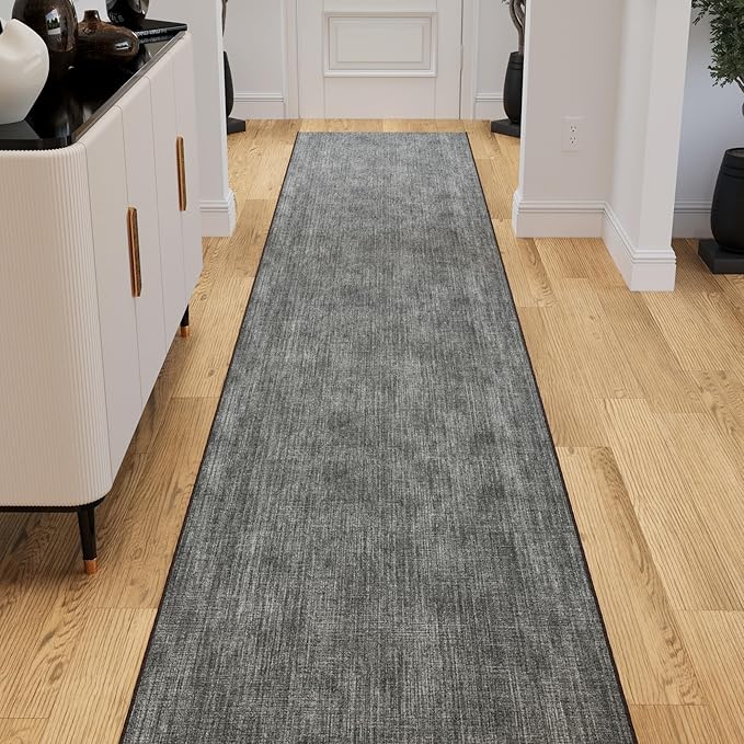 Ottomanson 3-Piece Kitchen Rug Set - Non Slip Runner & Washable Mat - 1'11" x 3' + 1'11" x 4' + 1'11"' x 5' - Durable, Stain Resistant for Entryway, Bedroom and Bathroom, Solid Brown