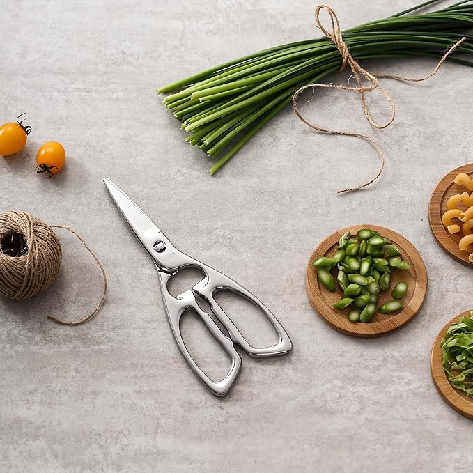 LIVINGO Heavy Duty Kitchen Scissors - Multi-function Dishwasher Safe Stainless Steel Forged Come Apart Utility Shears All Purpose for Cutting Food, Meat, Poultry, Vegetable, Nutcracker