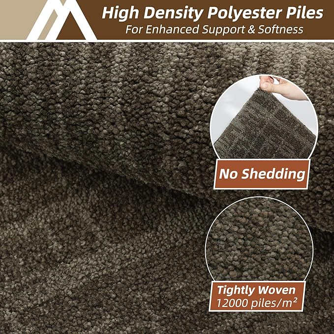 COSY HOMEER Kitchen Rugs Non Slip Washable 24"x36"+24"x60",Absorbent Soft Kitchen Mats for Floor,Polyester Kitchen Runner Rug Sets of 2,Kitchen Floor Mats for Sink Mat,Hallway,Laundry,Brown