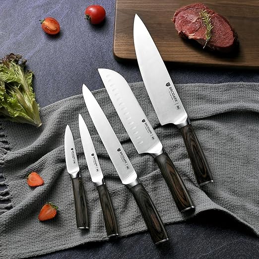 Knife Block Set: Ultra Sharp Kitchen Knife Set with Block and Sharpener, 15 Piecs Full Tang German Stainless Steel Professional Knife Set with Ergonomic Handle, Christmas Gift