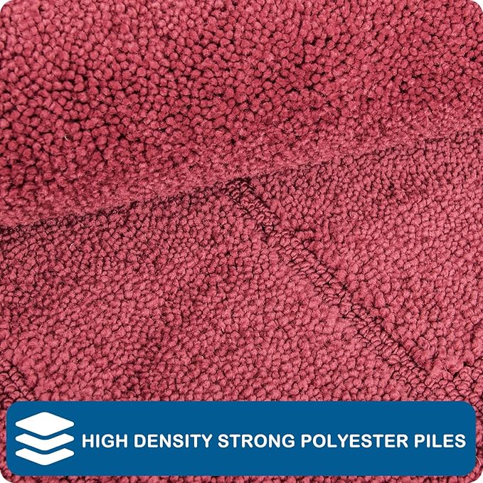 PURRUGS Machine Washable Kitchen Rug Set [2 PCS] (24" x 35.5"+ 24" x 59"), Non-Slip/Skid Kitchen Runner Rugs & Floor Mats, Super Absorbent Soft Standing Mats for Kitchen, Laundry & Sink, Burgundy Red