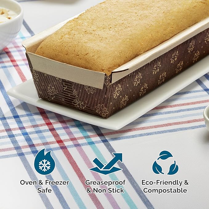 Disposable Paper Plumcake Molds – 5.78 Inch x 2.55 Inch Baking Mold Set for Cake, Bread, Tart, & Holiday Dishes – 50 Pack