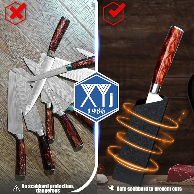 XYJ 3pcs/set Safety Knife Sheath Sleeves,Universal Knife Edge Guards For 6'' Kitchen Knife,Black ABS Knife Cover Case,Blade Guard Protectors,Chef Knives Covers or Sleeve(Knives Not Included)