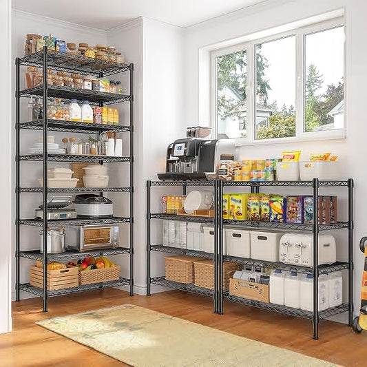 8 Tier Storage Shelves Wire Shelving Unit 1200LBS,Metal Shelving Adjustable and Heavy Duty Shelves for Storage Rack,Pantry Shelves Kitchen Office Industrial Commercial 72H X 13.8D X 23.6W