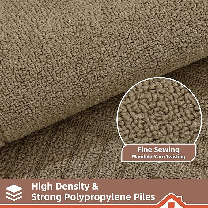 BEQHAUSE Kitchen-Rugs-and-Mats,Anti-Slip Kitchen Rugs,Machine Washable Kitchen Mats for Floor Taupe Comfortable Kitchen Mat Set of 2 with TPR Backing 24x35inch/24x60inch