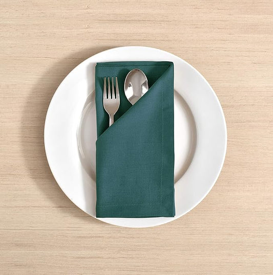 FINGERCRAFT Cloth Napkins, Cotton Linen Mitered Corner Soft Durable Washable Eco-Friendly Napkins Cloth 12 Pack, 18x18 inch Premium Quality for Home Hotel Parties Christmas Wedding Dinner Teal