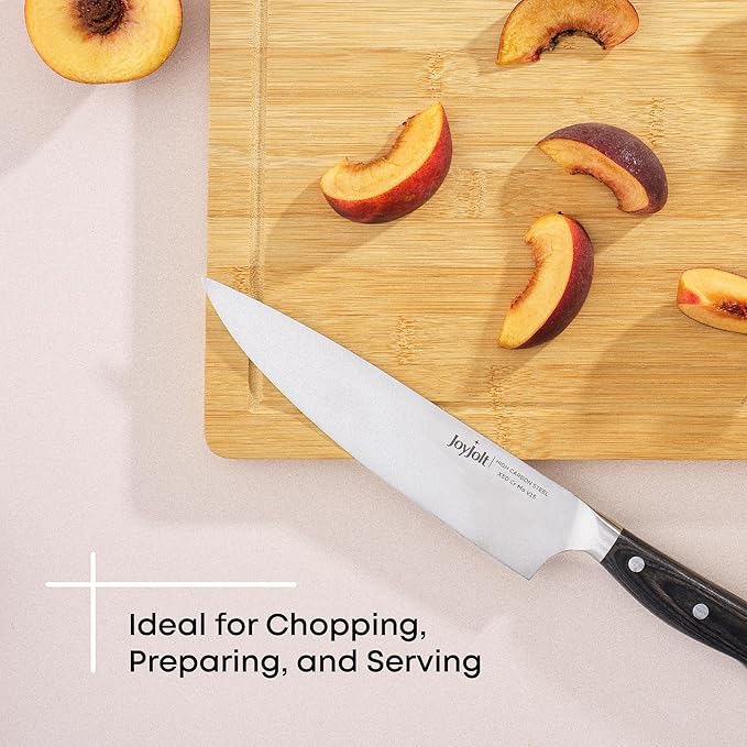 JoyJolt Bamboo Cutting Boards - Large & Small Wooden Board - Serving Cheese, Bread or Chopping Boards. Non-Slip