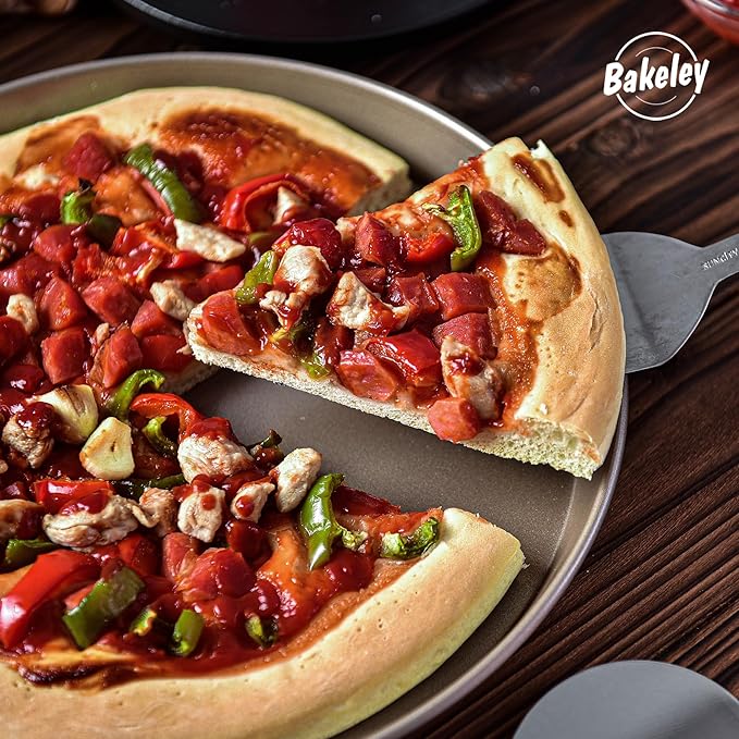 Bakeley Pizza Pan, 11-Inch Non-Stick Pancake Bakeware for Oven Baking (Champagne Gold)
