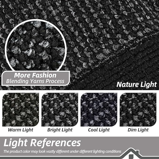 BEQHAUSE Kitchen Rugs and Mats Set of 2 Non-Slip Kitchen Mats for Floor, Absorbent and Stain Resistant Kitchen Runner, Machine Washable Rugs for Kitchen, Laundry & Sink, 20"x32"+20"x48", Black
